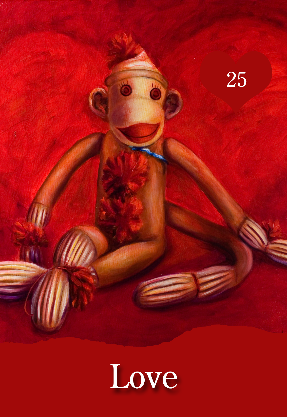Love Sock Monkey surrounded be a red heart