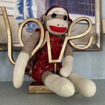 Sock Monkey with Love figure