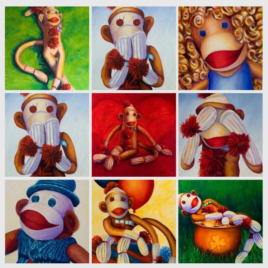 Sock Monkey Painting Grid