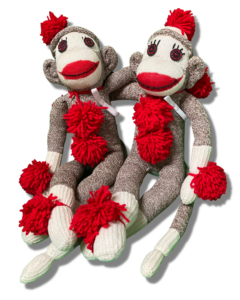 Twin sock monkeys