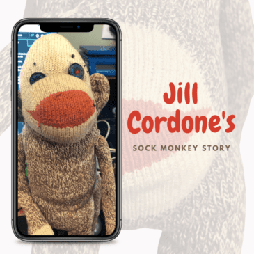 Sock Monkey on a phone