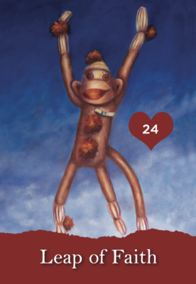 Sock Monkey Jumping in Air